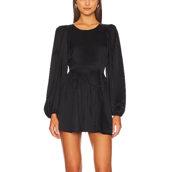 Loveshackfancy Black Silk Balloon Sleeve Dress - Picture 5 of 5